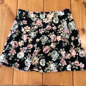 Black Floral High Waisted Skirt